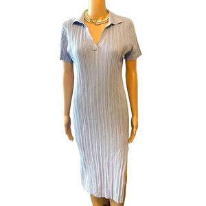 Cider V Neck Collar Split Side Causal Midi T Shit Dress Stretch Women Size XL